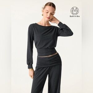 OGL Heather Grey Women's Sweater Knit Top with Built-in Bra